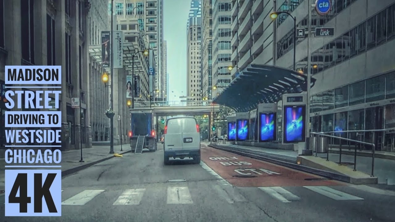 Madison Street Driving to Westside Chicago 4K  Streets of the Americas