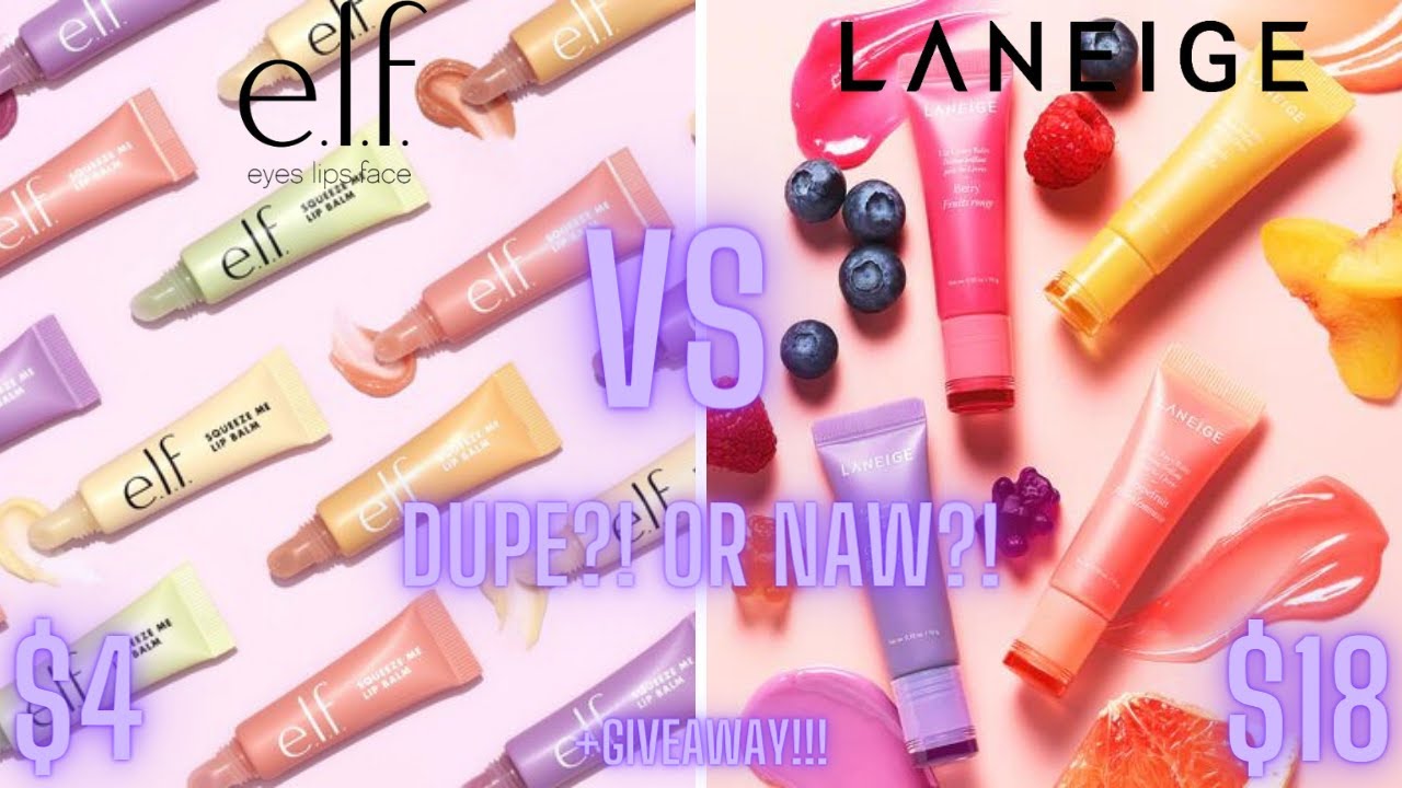 New E.L.F. Squeeze Me Lip Balm Vs Laneige Lip Glowy Balm | Dupe or Dud | Giveaway Closed