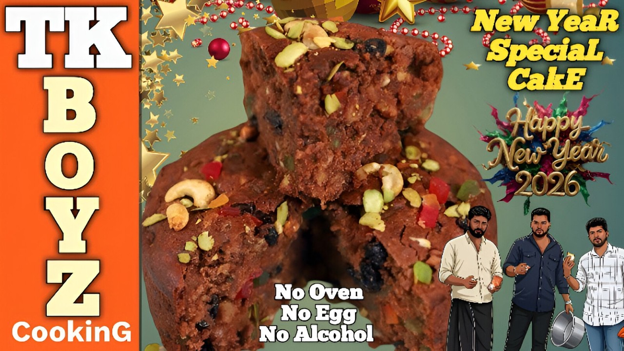 Eggless Plum Cake without Oven! 🍰 முட்டை இல்லாம இப்படி ஒரு கேக்? | New Year Cake | TK Boyz Cooking