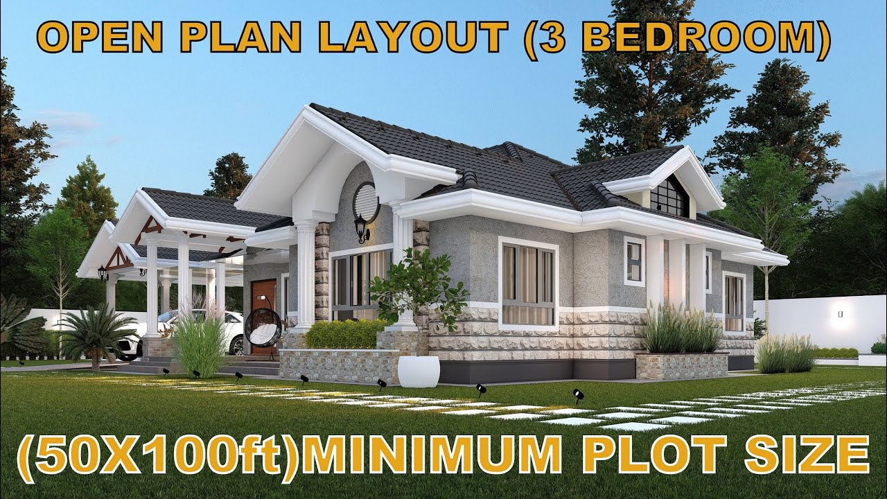 3 BEDROOM BUNGALOW HOUSE DESIGN WITH A CARPORT | 193 sqm. | Exterior & Interior Animation