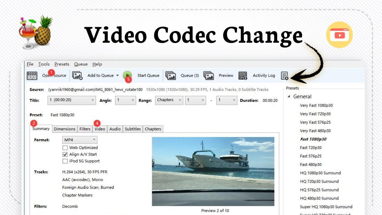 Как преобразовать HEVC H 265 в H 264 в HandBrake