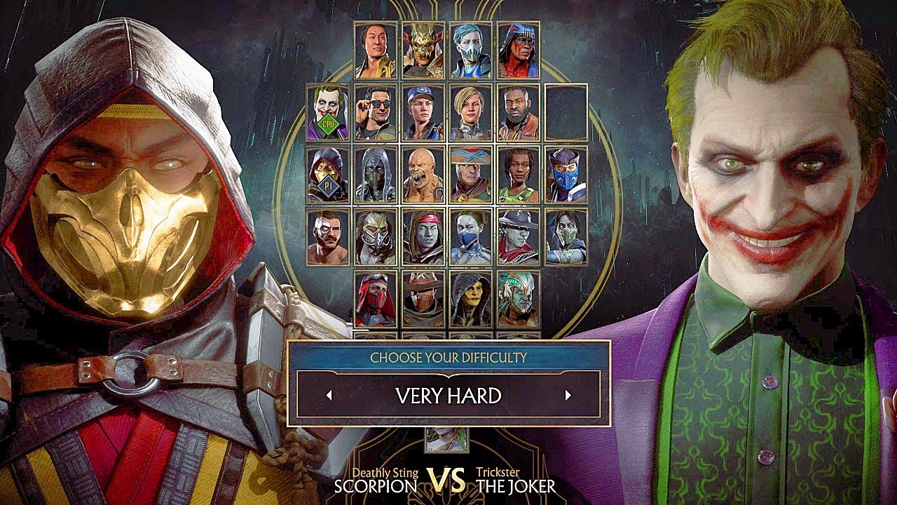 Mortal Kombat 11 Joker Vs Scorpion Gameplay Very Hard Difficulty MK11