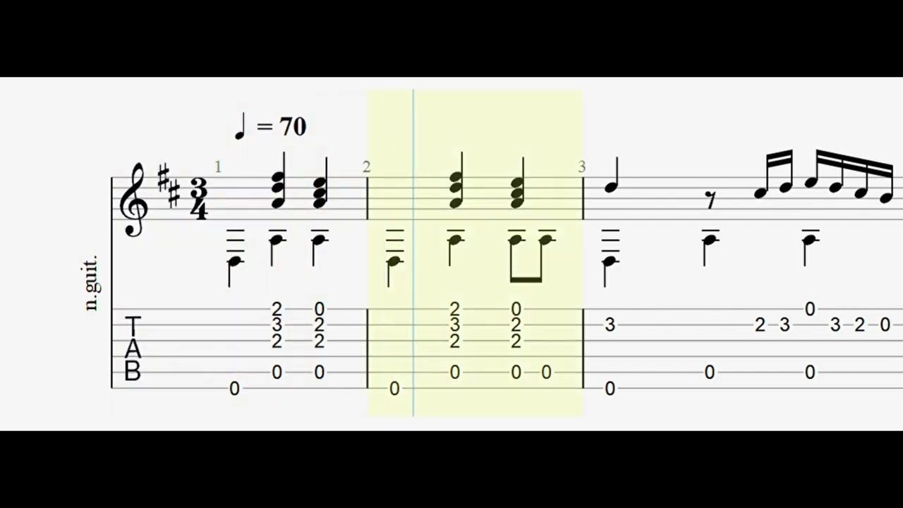Maurice Ravel: Bolero with full tablature/sheet music for solo fingerstyle guitar