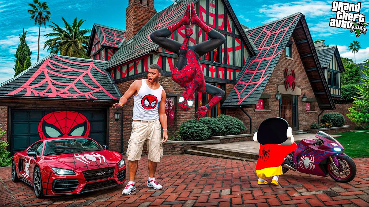 Franklin & Shinchan Found SPIDERMAN&rsquo;S HIDDEN MANSION in GTA 5
