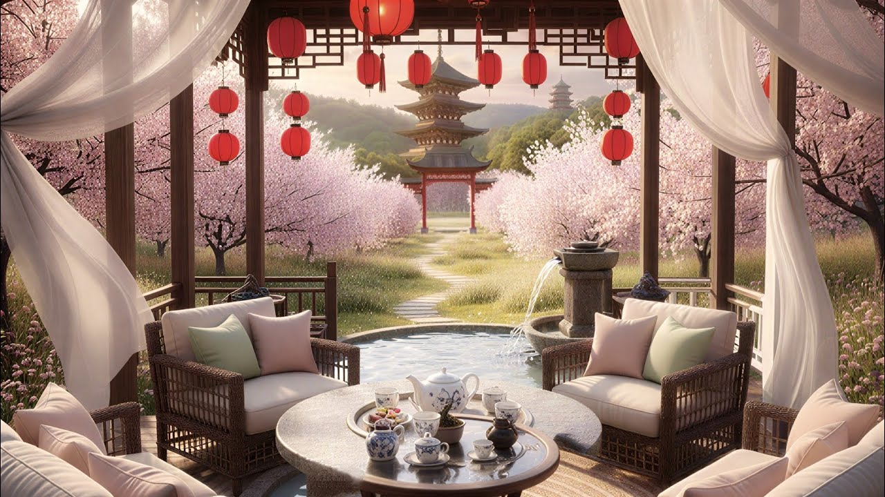 Sakura Garden Lo-Fi Lounge | Ethereal Yangqin & Rhodes Chill Hop