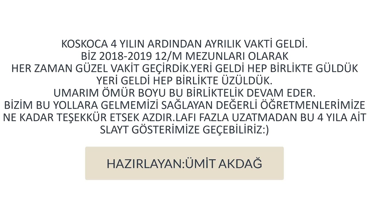 2018-2019 Konya Çimento Güzel Sanatlar Lisesi 12 Müzik Sınıfı Mezuniyet Videosu
