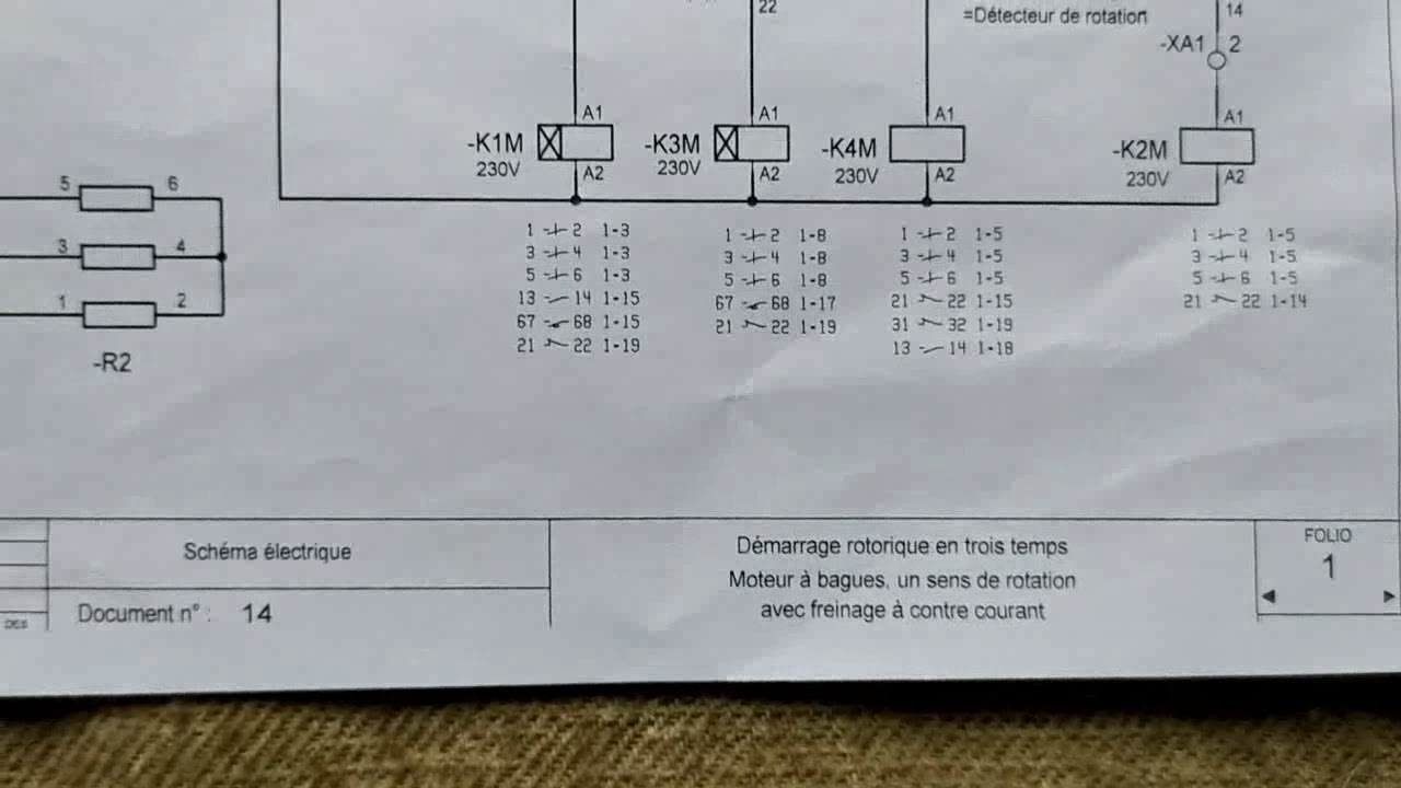 SCHÉMAS (14) DÉMARRAGE ROTORIQUE EN 3 TEMPS AVEC FREINAGE À CONTRE COURANT