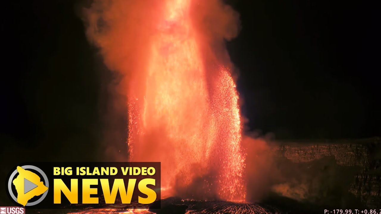 Double Lava Fountains Reach Record Heights At Kīlauea Volcano (October 18, 2025)