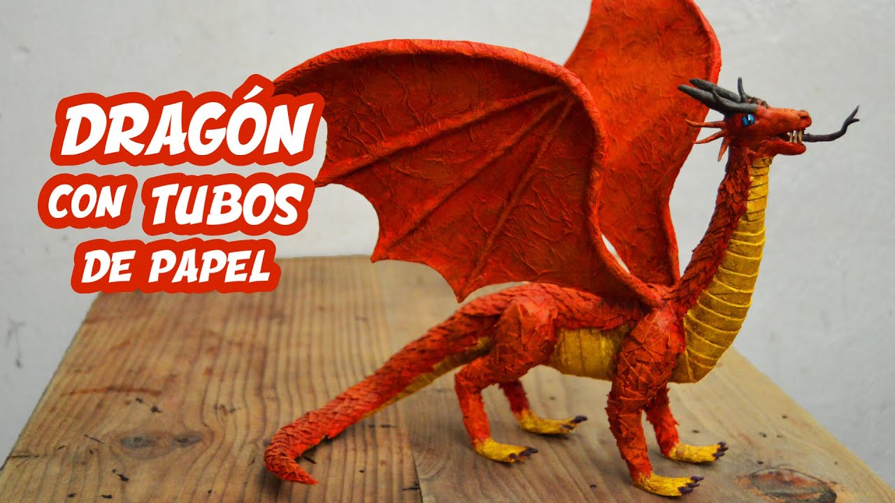 Cómo hacer un DRAGON DE CARTÓN con tubos de papel 🐉 #dragon de #papel Fácil y rápido