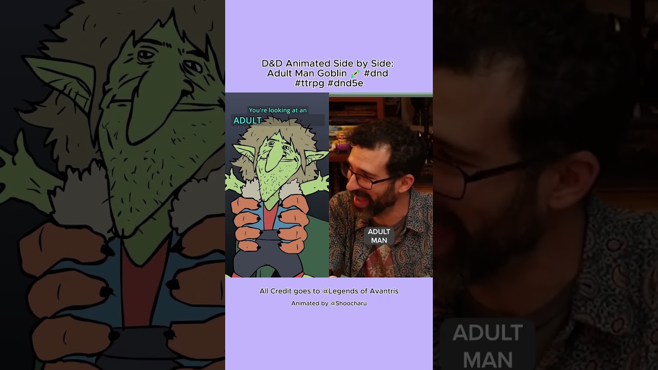 D&D Animated Side by Side: Adult Man Goblin 🖍️ #dnd #ttrpg #dnd5e