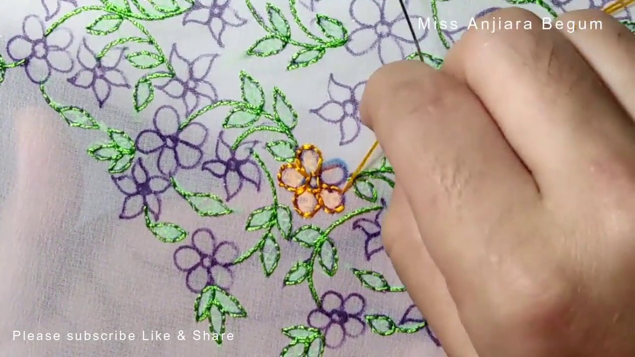 Hand Embroidery Shadow Work By Miss Anjiara Begum,Chikankari embroidery for dress,छाया कार्य