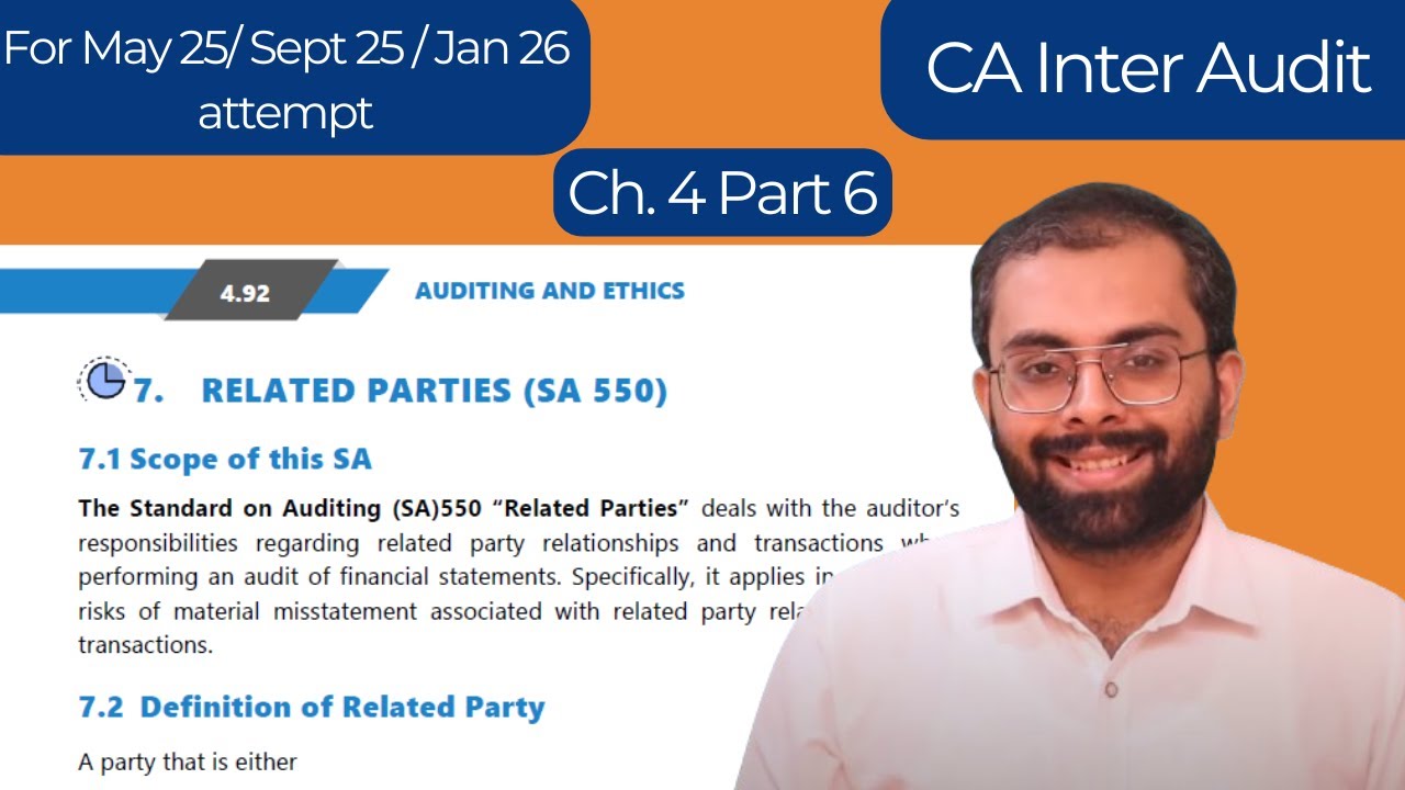 SA 550 - Related Parties | CA Inter Audit Ch. 4 Part 6 | ICAI Module | For May 25/ Sept 25/ Jan 26