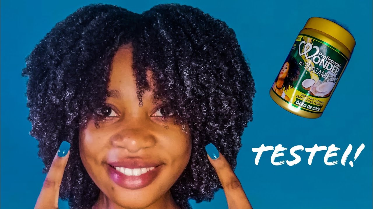 Tratamento Óleo de coco da Wonder profissional no cabelo crespo 4bc