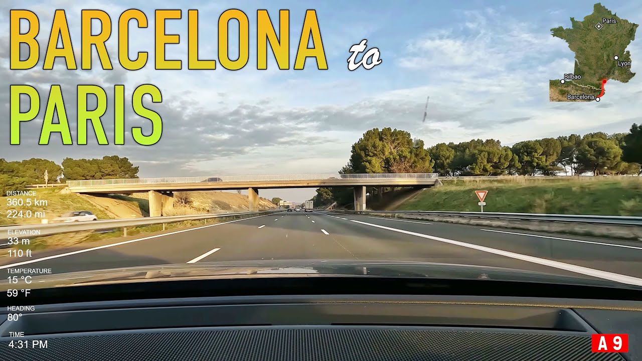 Barcelona to Paris Road Trip Timelapse in 4K