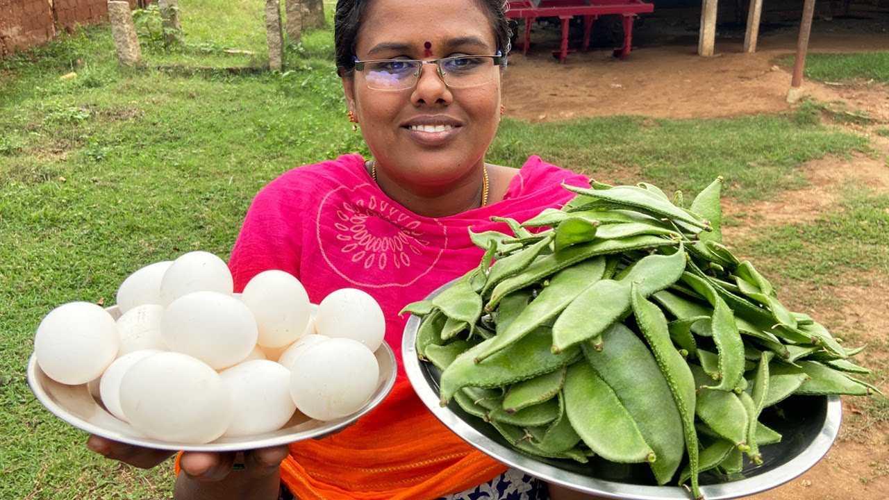 Fresh அவரைக்காய் முட்டை பொடிமாஸ் I Fresh Broadbeans-Egg Podimass I Village Style Cooking I FMF
