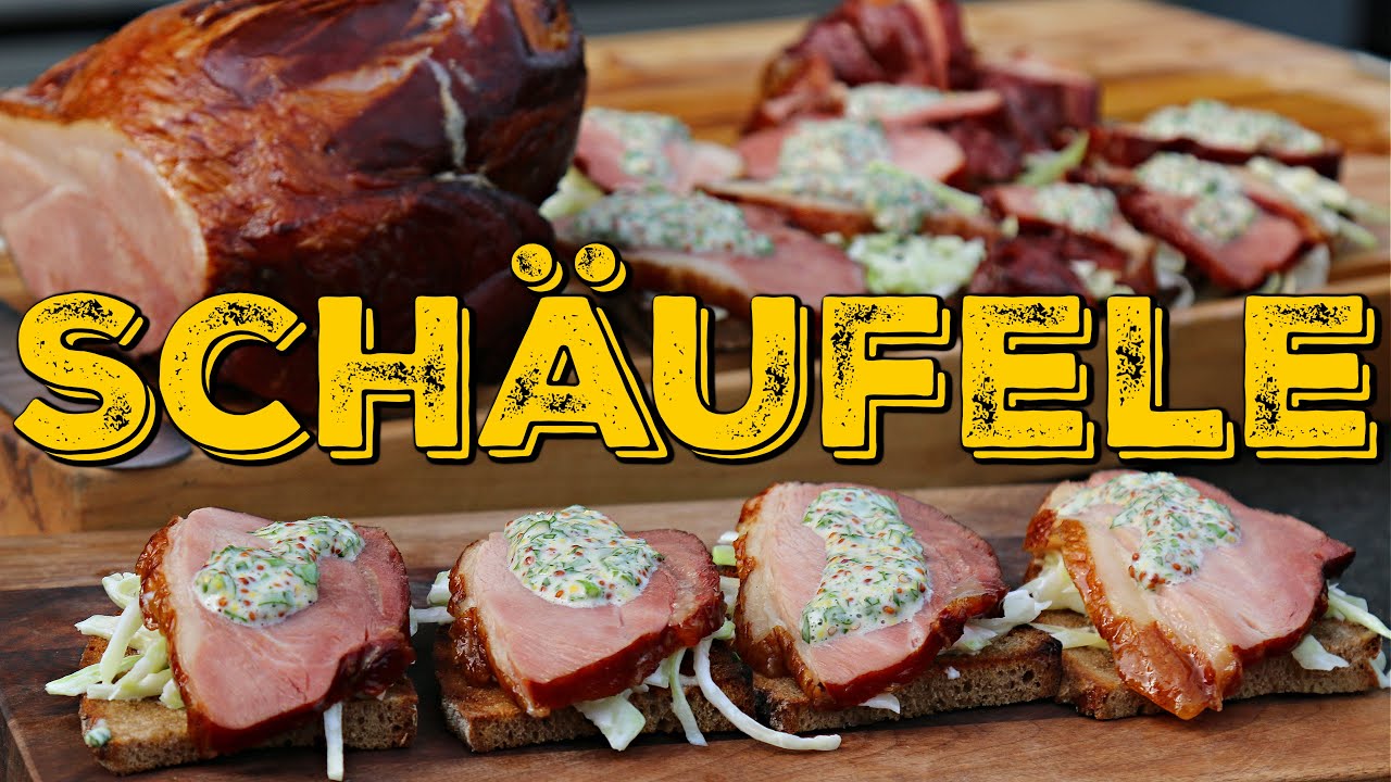 SCHÄUFELE VOM GRILL - mit geröstetem Bauernbrot, Krautsalat und Senfmayo