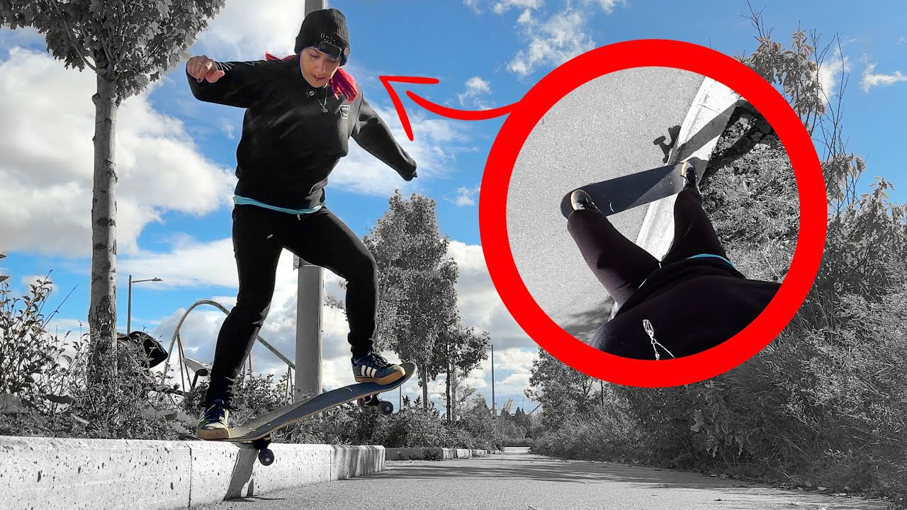 Катание на скейтборде от первого лица у бордюра