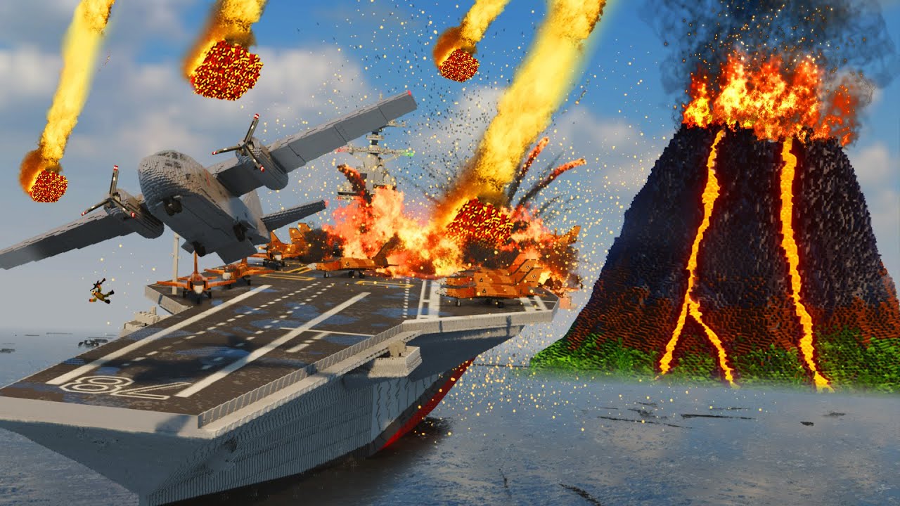 Realistic Volcano Eruption Destruction with Ragdolls 😱 Teardown