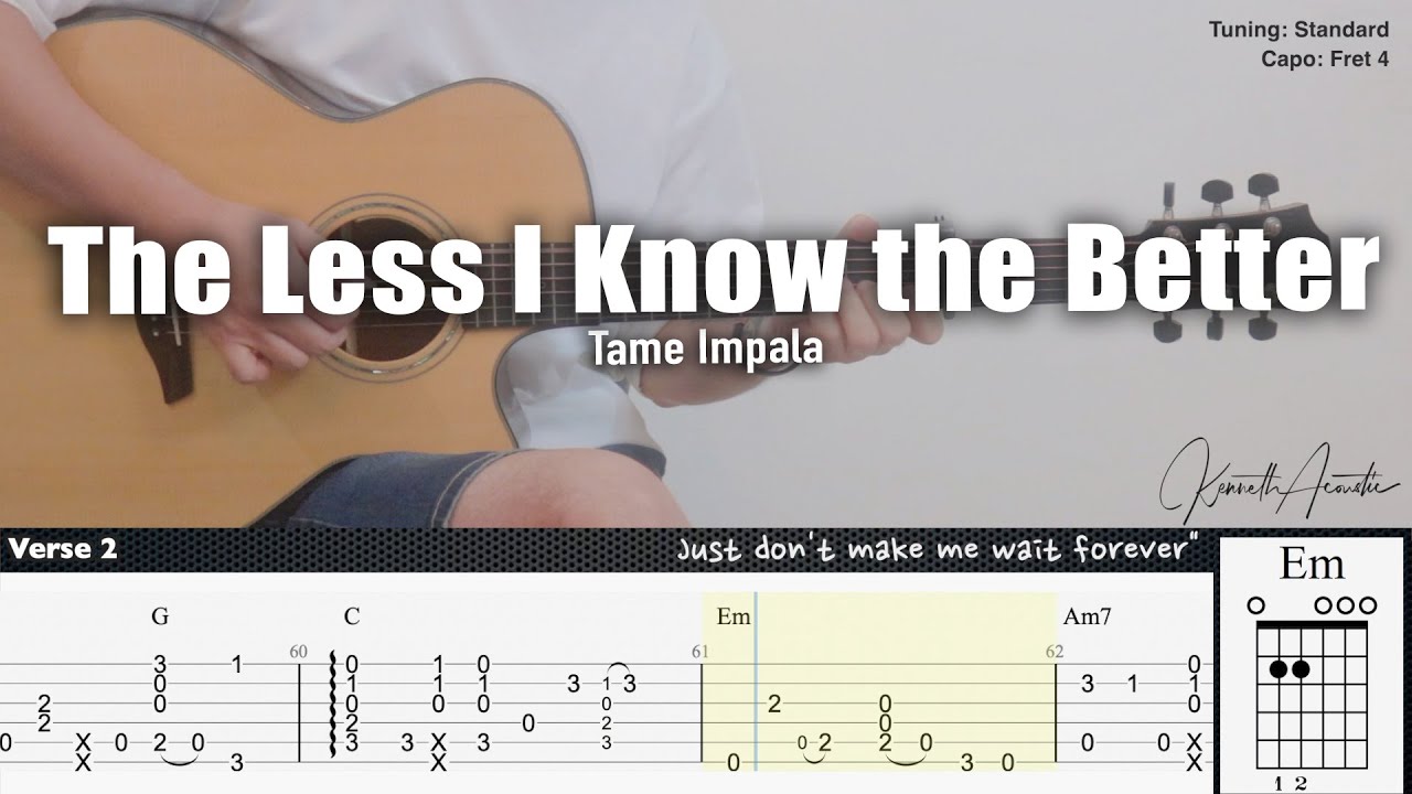 The Less I Know the Better - Tame Impala | Fingerstyle Guitar | TAB + Chords + Lyrics