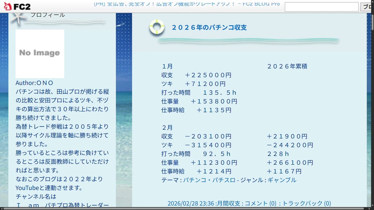 ２月のパチンコ収支を公開　自称パチプロ　他称養分