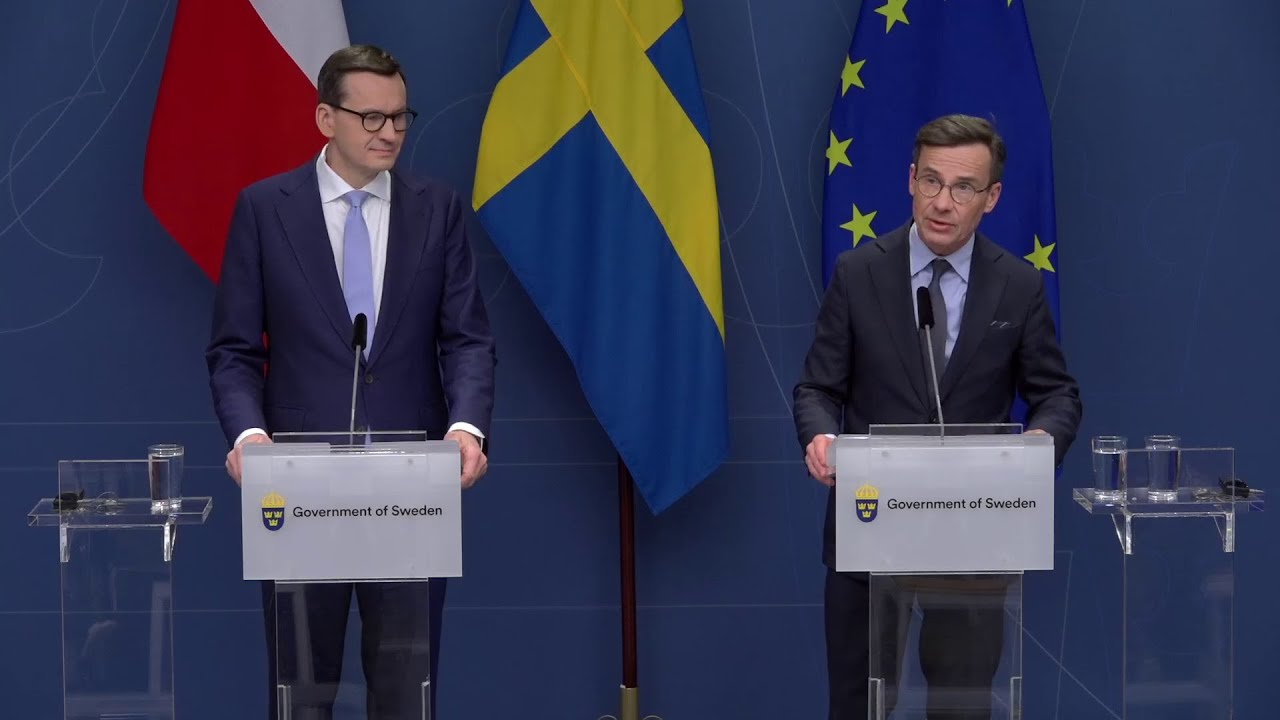 Pressträff med statsminister Ulf Kristersson och Polens premiärminister Mateusz Morawiecki