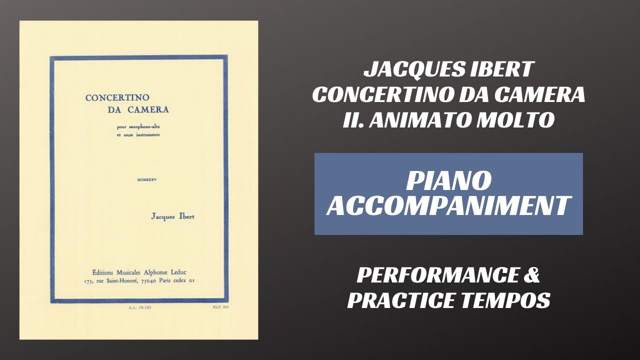 Jacques Ibert - Concertino da Camera, mvt. II Animato molto (Piano Accompaniment)