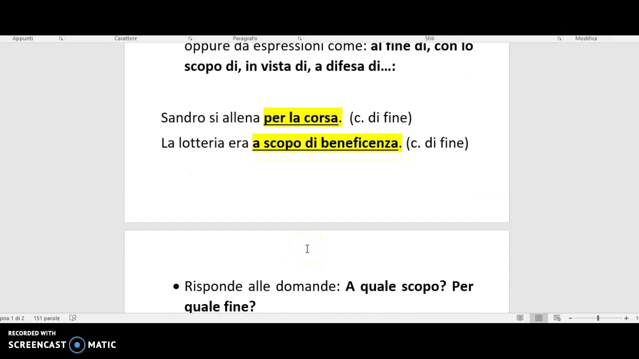 Il complemento di fine o scopo