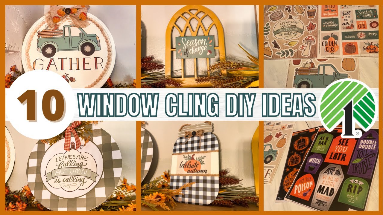 10 CLEVER ways to DIY DOLLAR TREE WINDOW CLINGS | FALL Window Cling DIY Ideas | EASY Fall Crafts