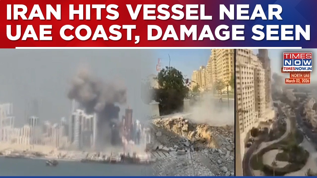 Iranian Projectile Hits Container Vessel Near Ras Al Khaimah In UAE |  Dramatic Video Shows Damage