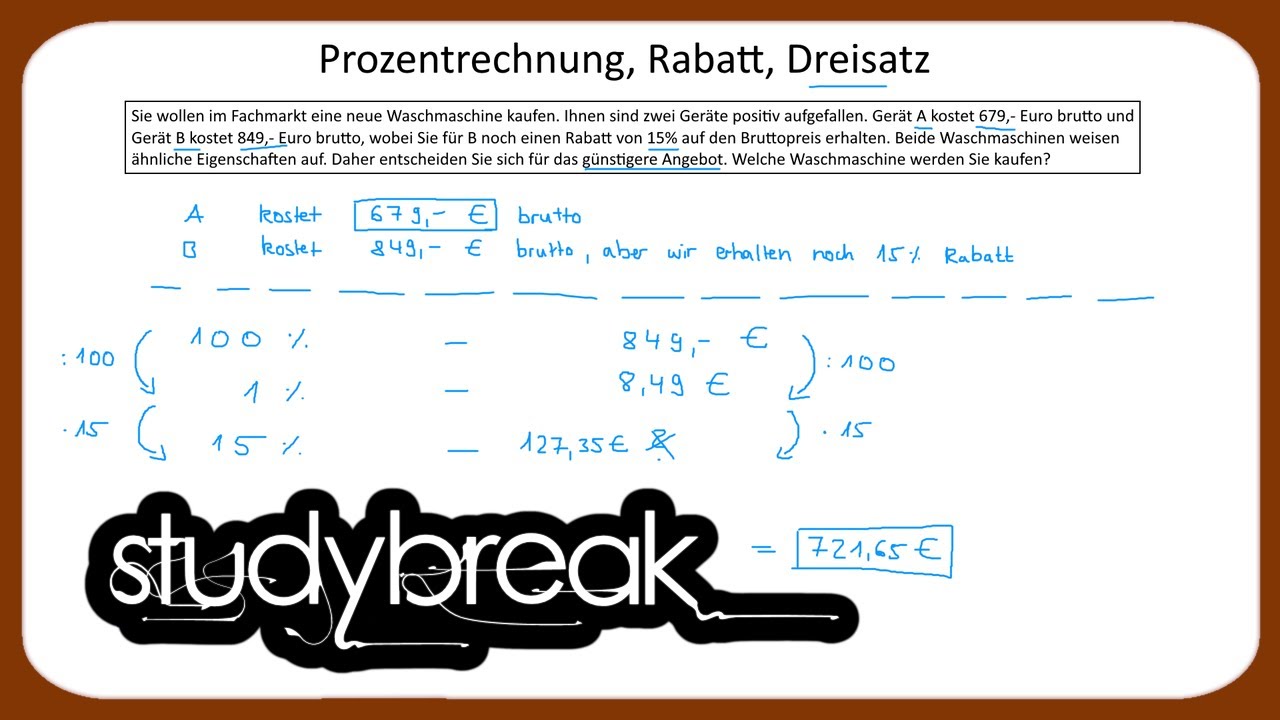 Prozentrechnung, Rabatt, Dreisatz | Kaufmännisches Rechnen
