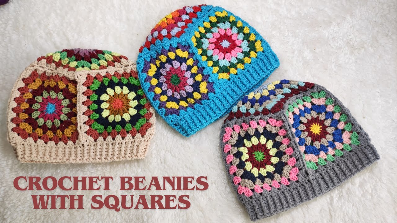 CROCHET BEANIE WITH GRANNY SQUARES | HOW TO CROCHET A BEANIE EASY AND BEGINNER FRIENDLY PATTERN