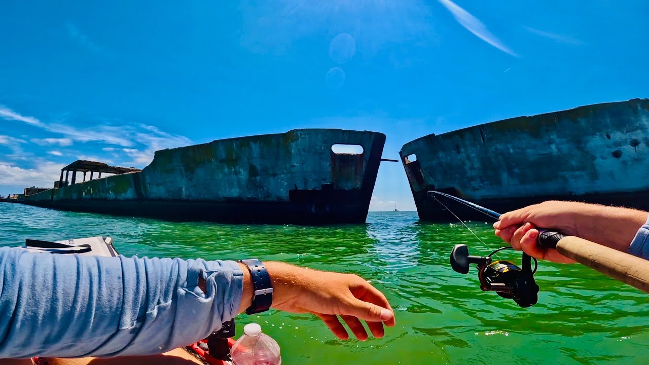 Fishing Sunken Concrete Ships... and I caught this! -Chesapeake Bay Fishing (Red Drum, Fluke, Trout)