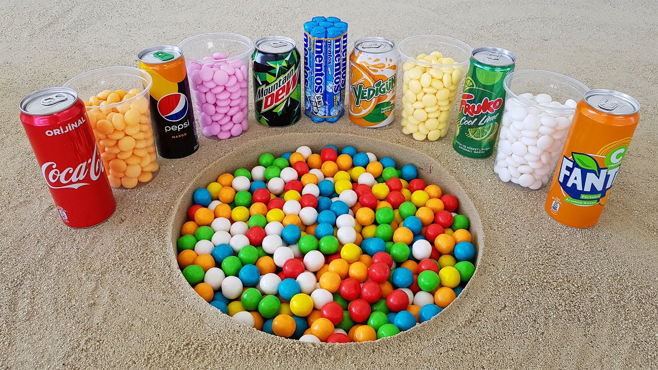 Experiment !! Gummy VS Cola, Fruko, Mtn Dew, Fanta, Yedigün, Pepsi and Different Mentos Underground