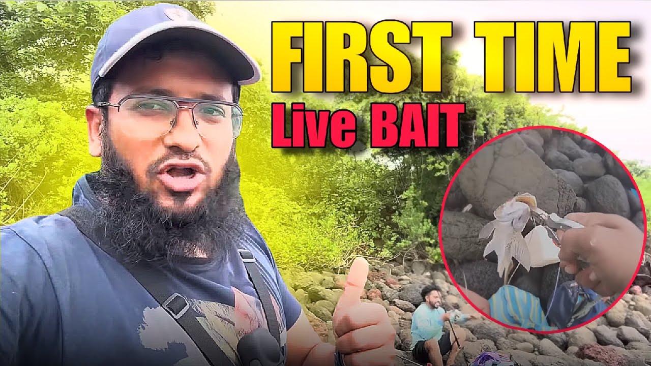 First time 🪝 Live bait 🐟 🎣fishing on Rod reel In Ratnagiri  Early monsoons . ⛈️🌧️🌧️