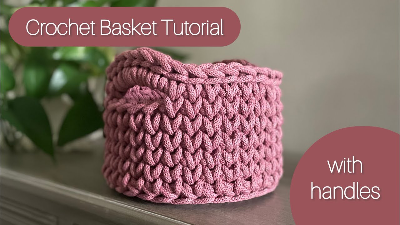 DIY Crochet Basket with Handles | Easy Tutorial Using 5mm Braided Cord & Wooden Base