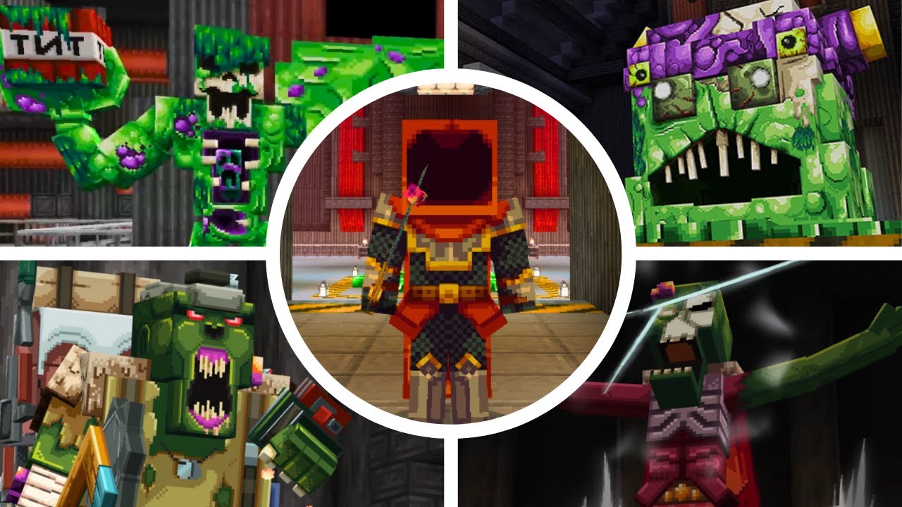 Mutant Zombie & Creeper Dungeons - All Bosses/All Boss Fights + ENDING | Minecraft Bedrock Map