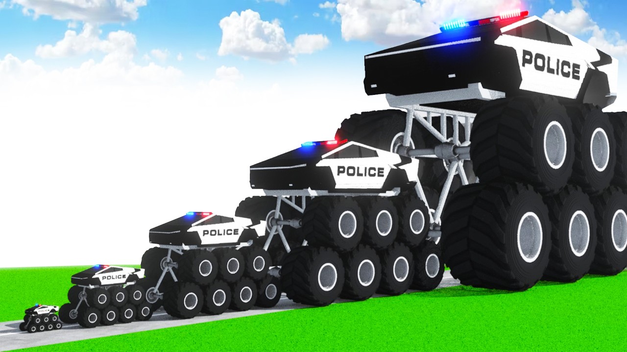 Tesla Transforming to Big & Small Police Mega Monster Truck Tesla in Teardown!
