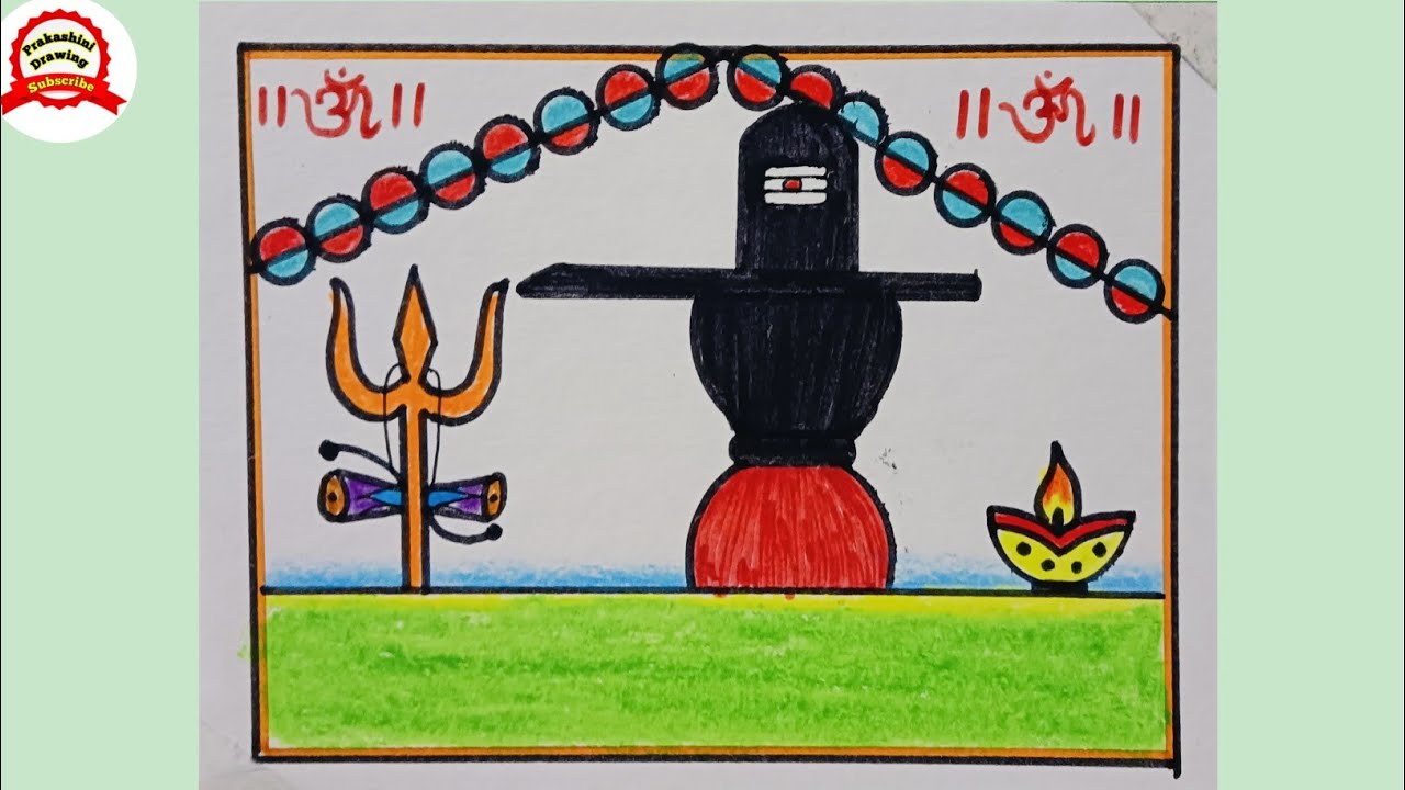 Mahashivratri drawing scenery / very easy shivling drawing / shivling drawing banner / shivling
