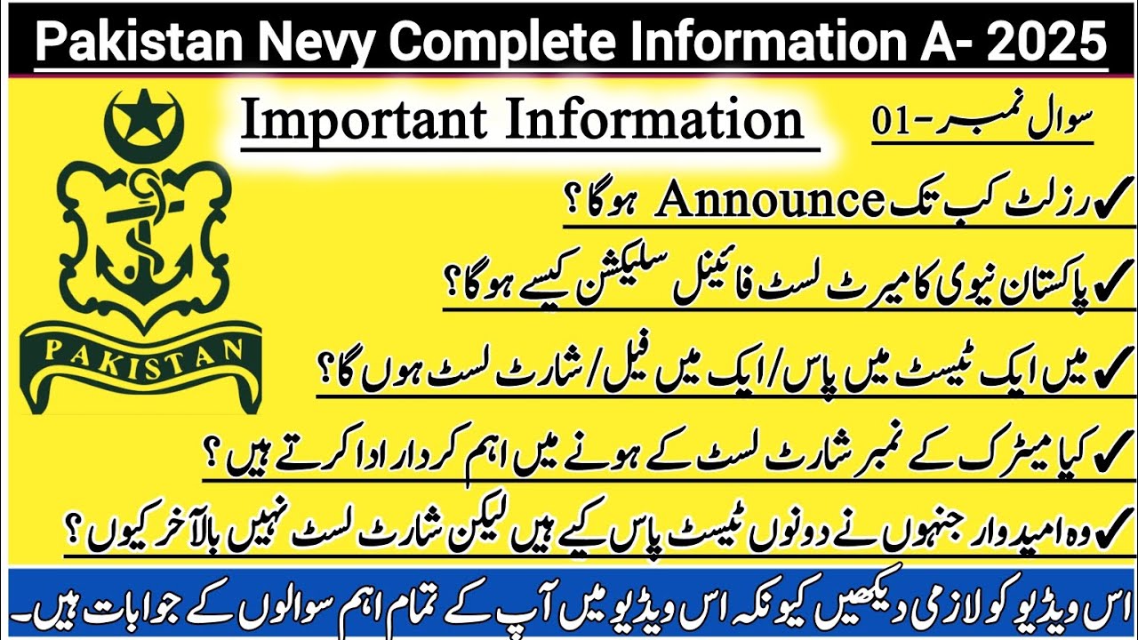 Pak Navy Batch A-2025 Final Merit list | Pak Navy Batch A-2025 Shortlist | Pak Navy A-25 Results