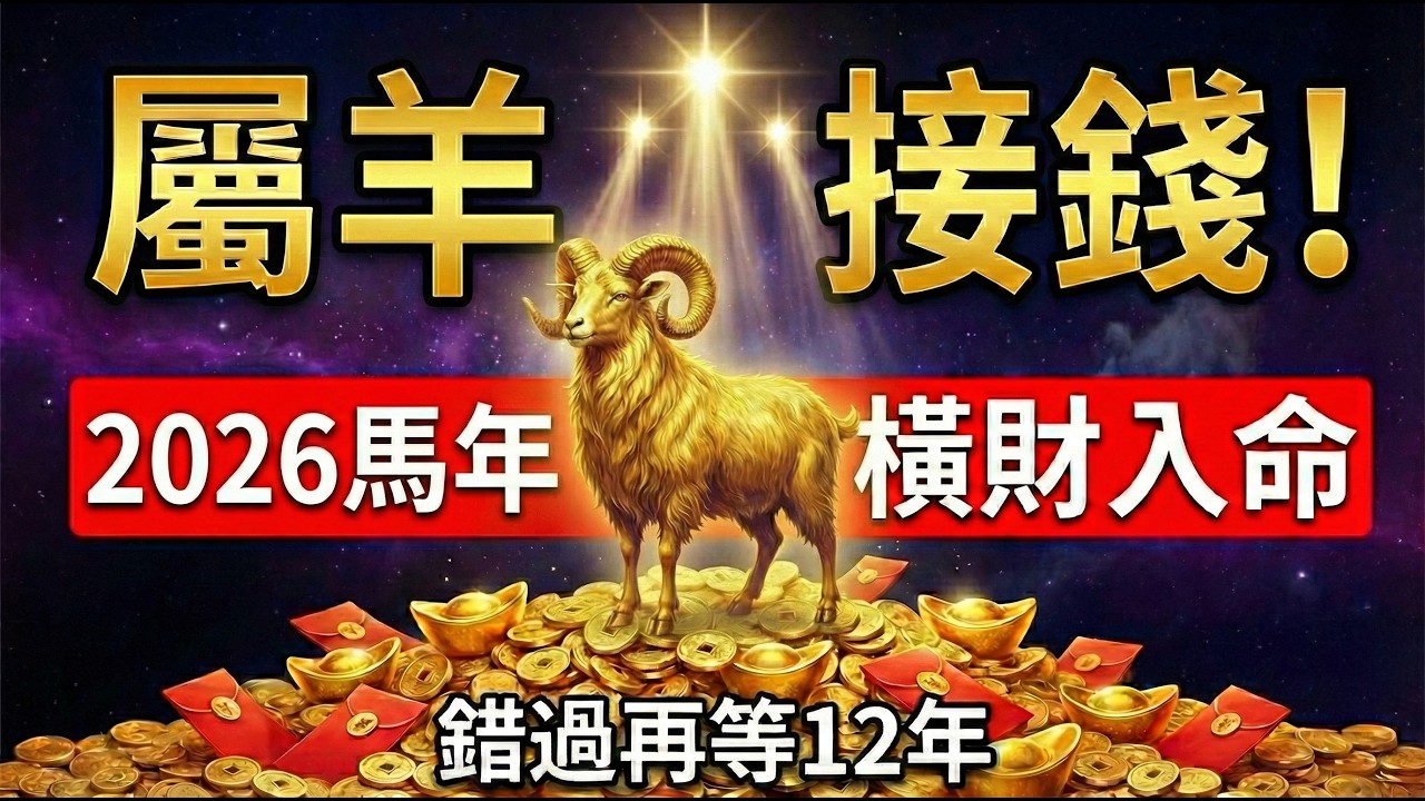 屬羊人快接紅包！2026年馬年，這「三顆吉星」同時入命，將有一次改變命運的橫財，千萬別視而不見！#2026生肖羊運勢 #屬羊2026運勢 #橫財 #偏財 #財運 #屬羊 #生肖羊 #2026馬年