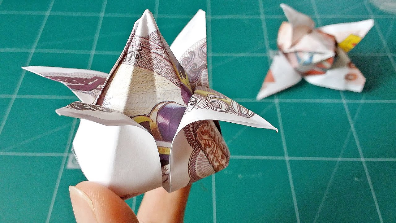 วิธีพับดอกบัว จากแบงค์ /Origami Money lotus