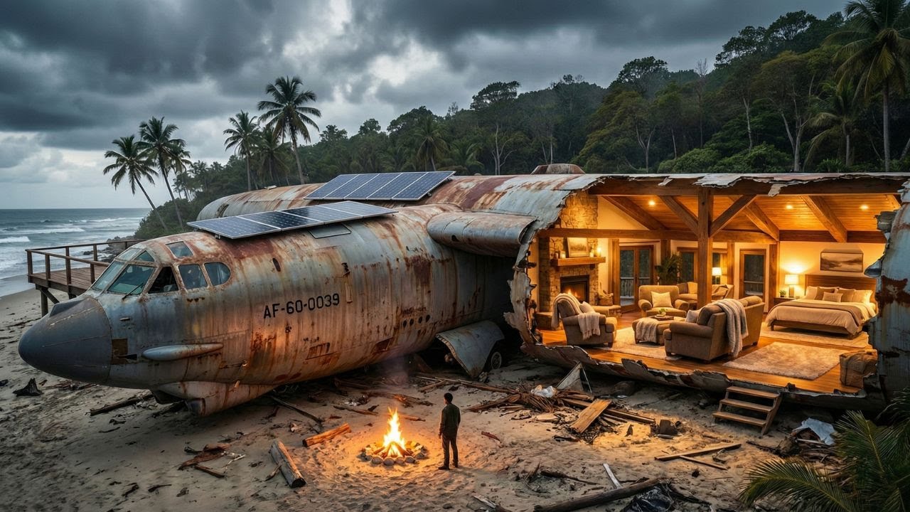 Alone on a Remote Beach — Building a Luxury Home Inside an Abandoned B-52 Bomber