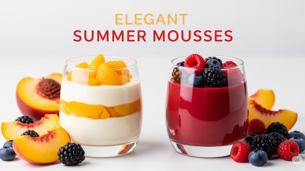 Receta Doble Fácil y Deliciosa Mousse de Melocotón y de Frutos Rojos