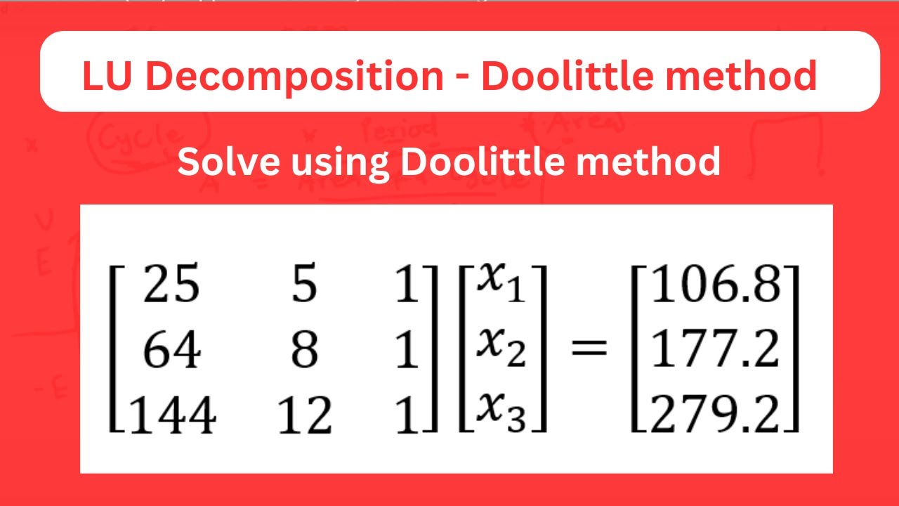 Doolittle method- LU Decomposition with solved examples