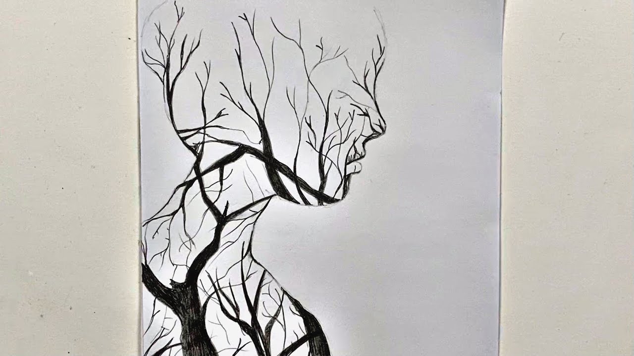 رسم تعبيري | تعليم رسم اغصان داخل ظل بنت خطوة بخطوة