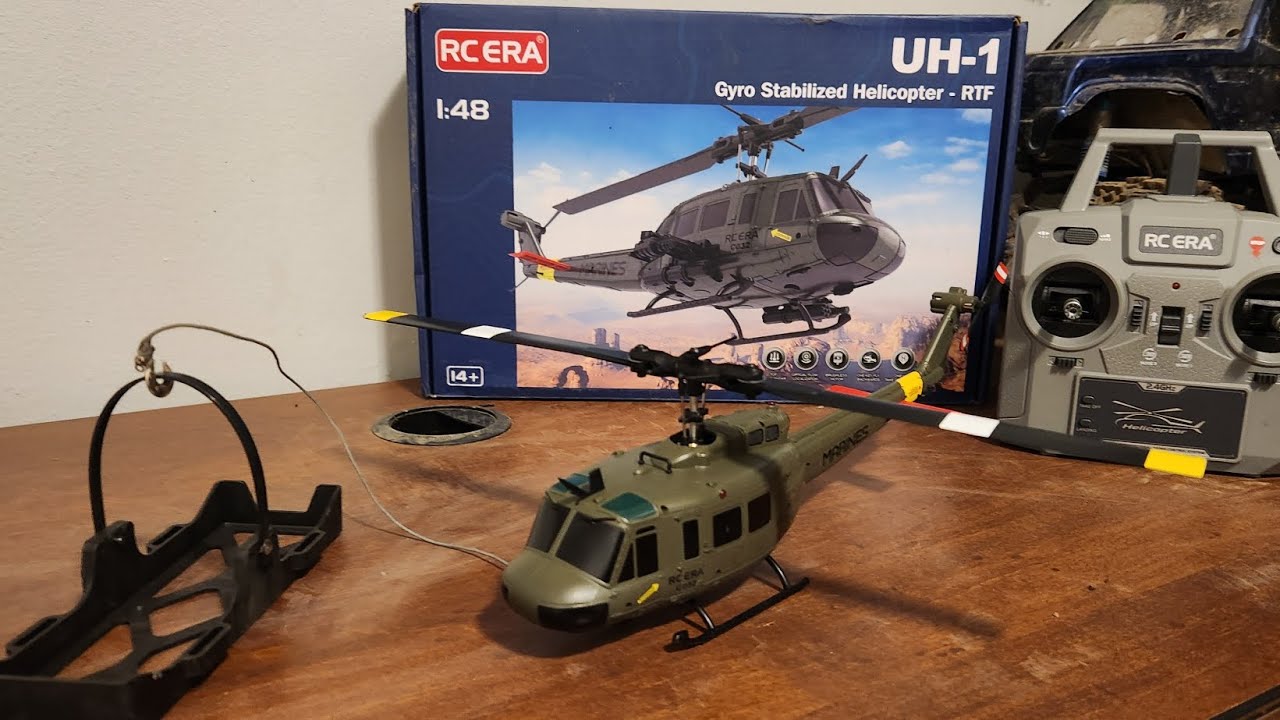 RC ERA 1/48 Huey Helicopter Heavy lift video # 5!  Upgraded cargo line and cargo basket 