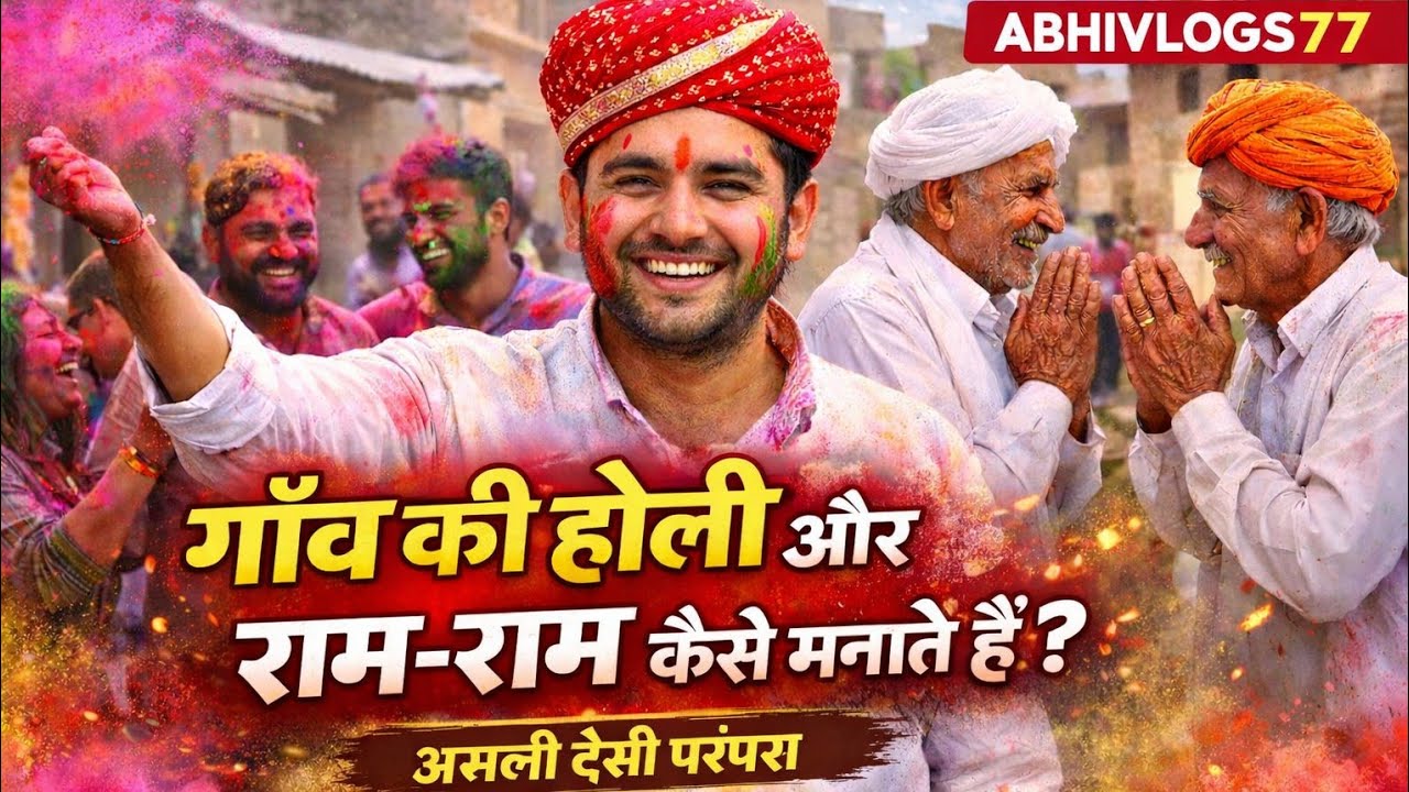 गाँव की होली और राम-राम कैसे मनाते हैं?  | Rajasthan Village Holi 2026 | AbhiVlogs77