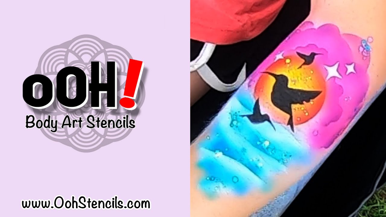 Sunset Hummingbird Airbrush Tattoo Demo | Ooh! Stencils