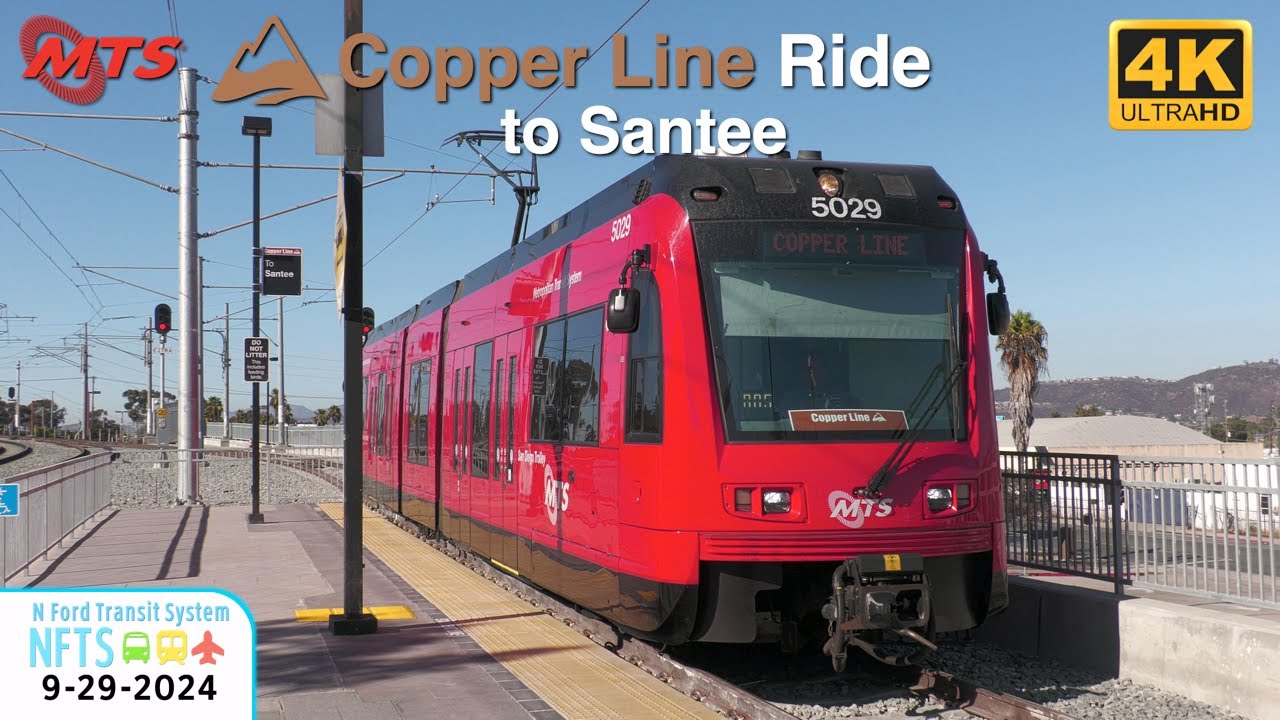 ⁴ᴷ⁶⁰ San Diego MTS Trolley Ride - New East County Connecter - Copper Line #sdmts