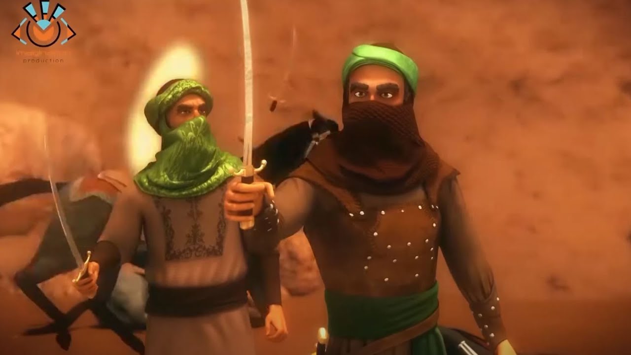 انظروا كيف انزل الله عز وجل الملائكة لكي يدافعوا عن سيدنا محمد عليه السلام وجيش المسلمين ..!